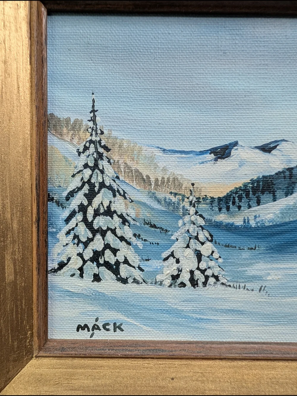 Vintage Betty Mack Wood Framed Winter Landscapes 4 Oil Paintings On Board 11x13